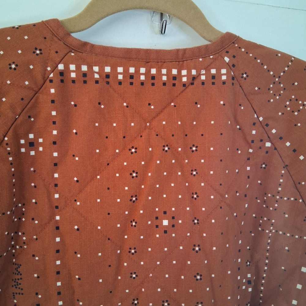 Madewell Women's Cotton Rust Colored Quilted Bandana Jacket "as is" (No Belt) - Picture 14 of 16